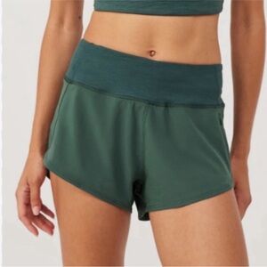 Outdoor Voices Green Athletic Shorts with Contoured Hem